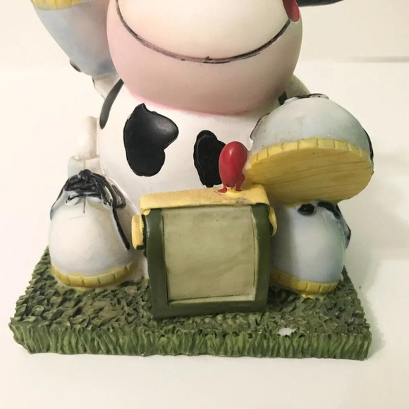 Vintage  Cow With Butterfly Coin Bank Resin Figure 4 Inch Tall - Picture 3 of 15